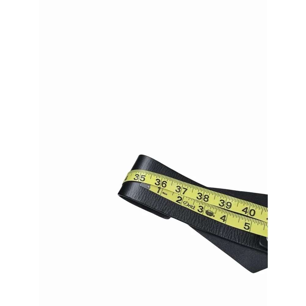 DIESEL Black Wide Leather‎ Belt Geometric Cut Out 100% Cow Leather Sz 90 cm